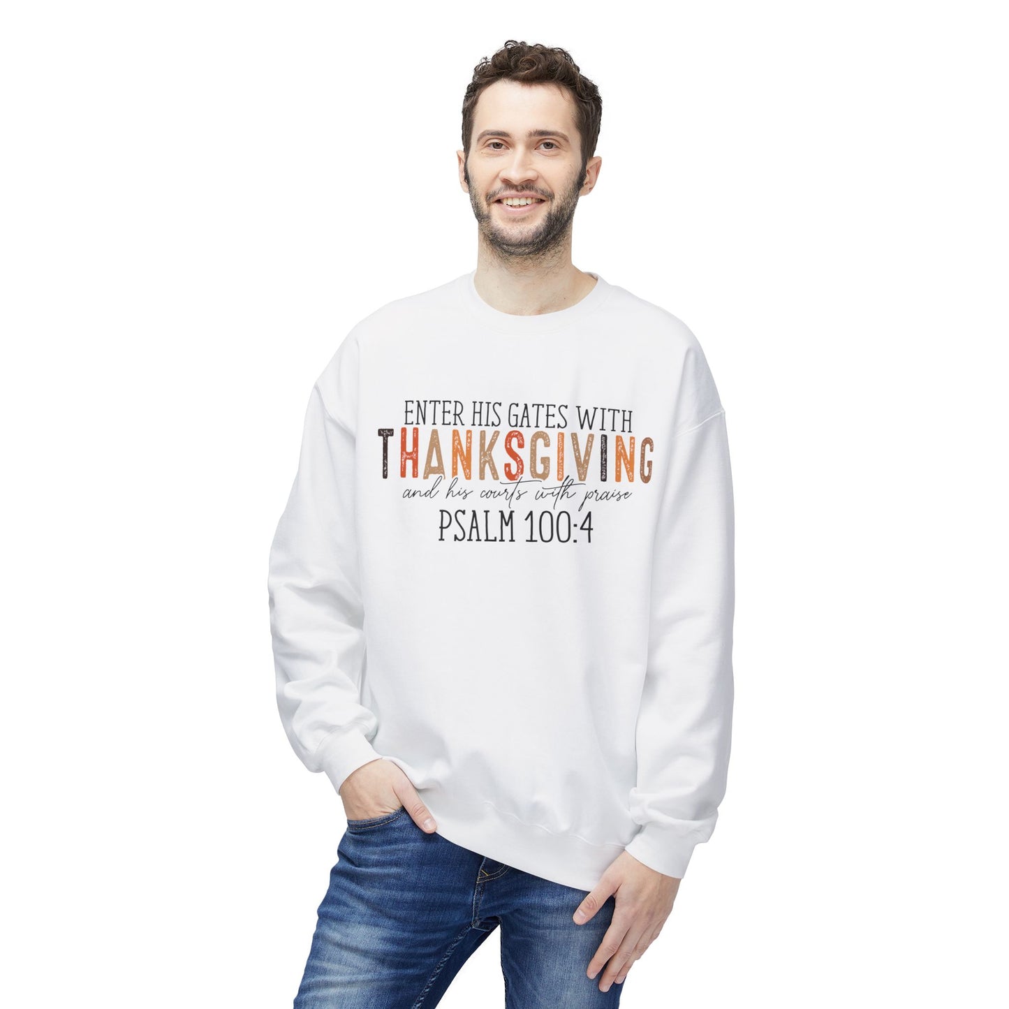 Enter His Gates with Thanksgiving - Unisex Midweight Softstyle Fleece Crewneck Sweatshirt