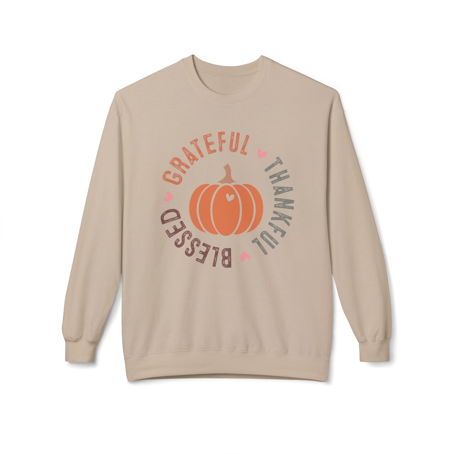 Grateful Thankful Blessed Pumpkin - Unisex Midweight Softstyle Fleece Crewneck Sweatshirt