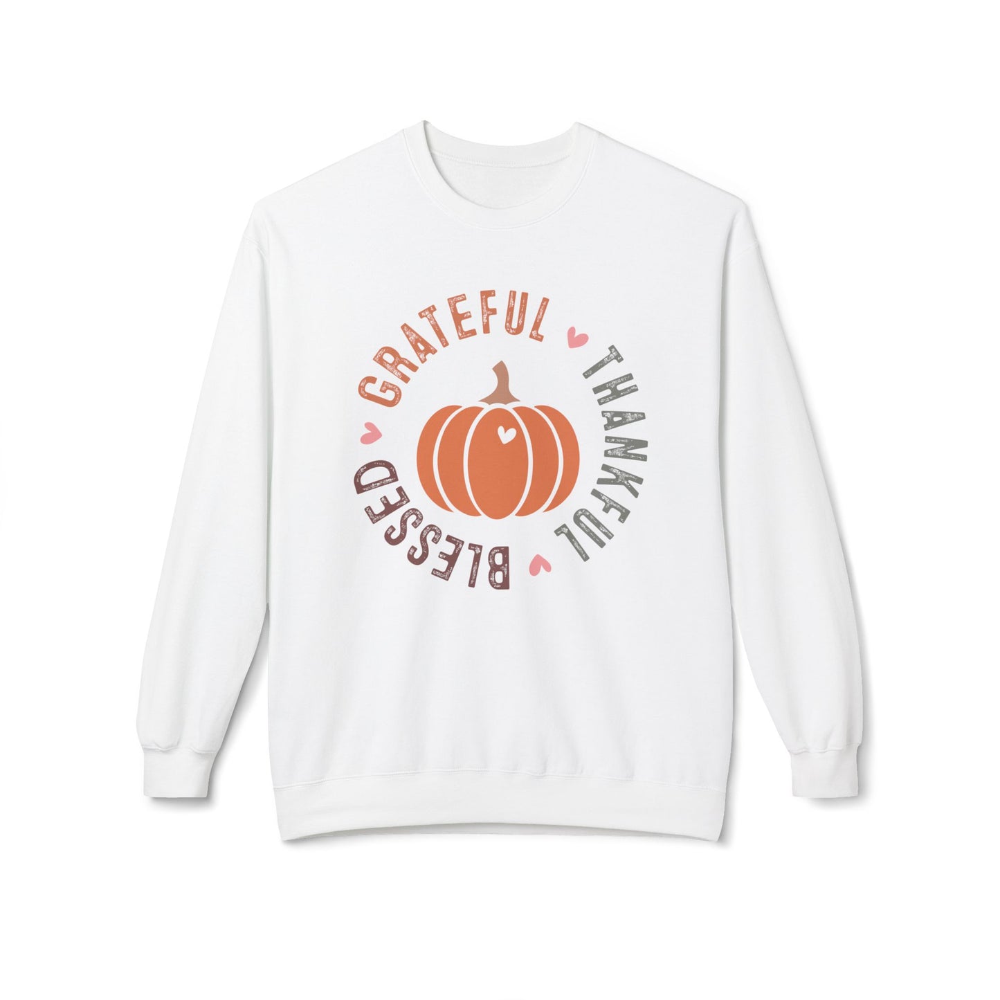 Grateful Thankful Blessed Pumpkin - Unisex Midweight Softstyle Fleece Crewneck Sweatshirt