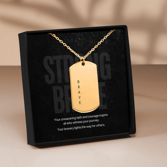 BRAVE Tag Necklace - Your message on the back