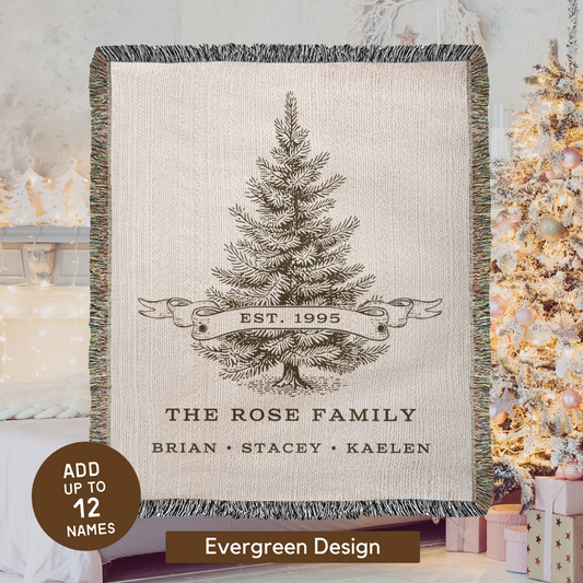 Vintage Inspired Heirloom Woven Personalized Family Blanket