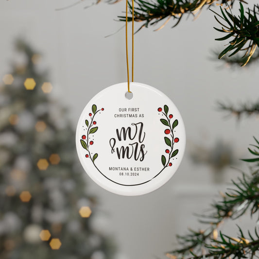 First Christmas Married Ornament - Personalized Ceramic Ornaments