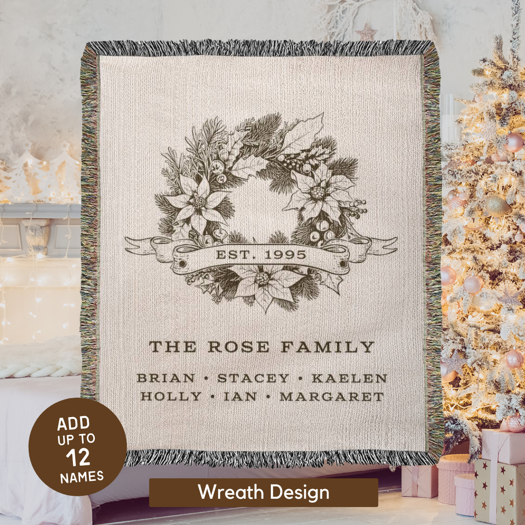 Vintage Inspired Heirloom Woven Personalized Family Blanket