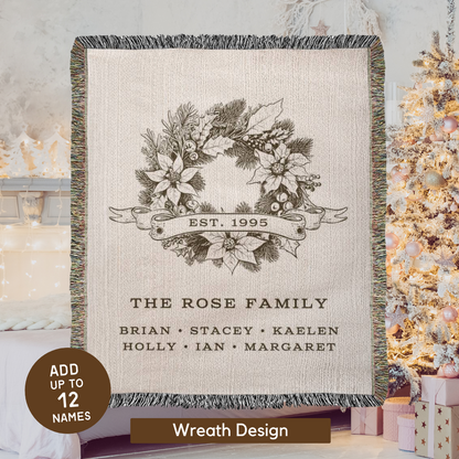 Vintage Inspired Heirloom Woven Personalized Family Blanket