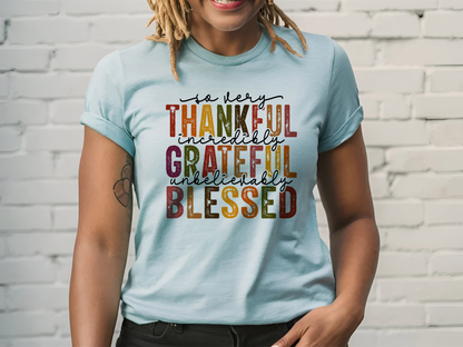 Thankful Grateful Blessed - Fall Thanksgiving T-Shirt
