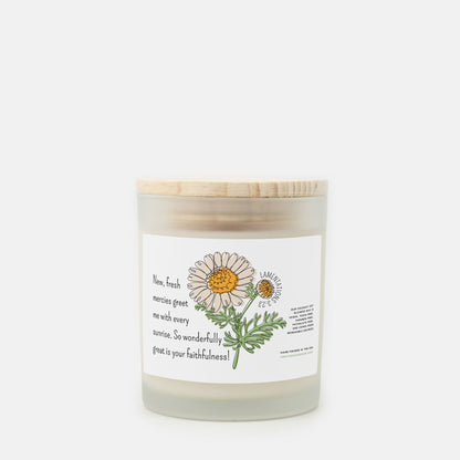 New Fresh Mercies Lamentations 3:23 - Candle Frosted Glass (Hand Poured 11 oz)