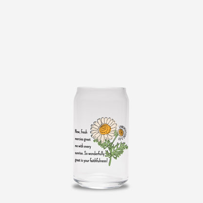 New Fresh Mercies Lamentations 3:23 - Glass Iced Coffee Cup 16oz with Scripture