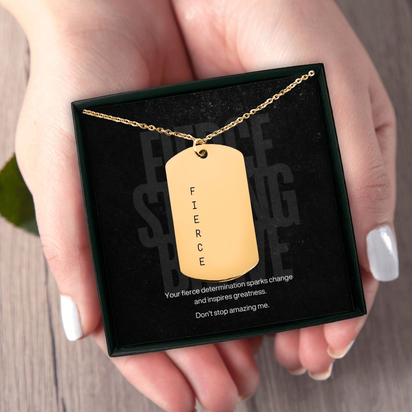 FIERCE Tag Necklace - Your message on the back