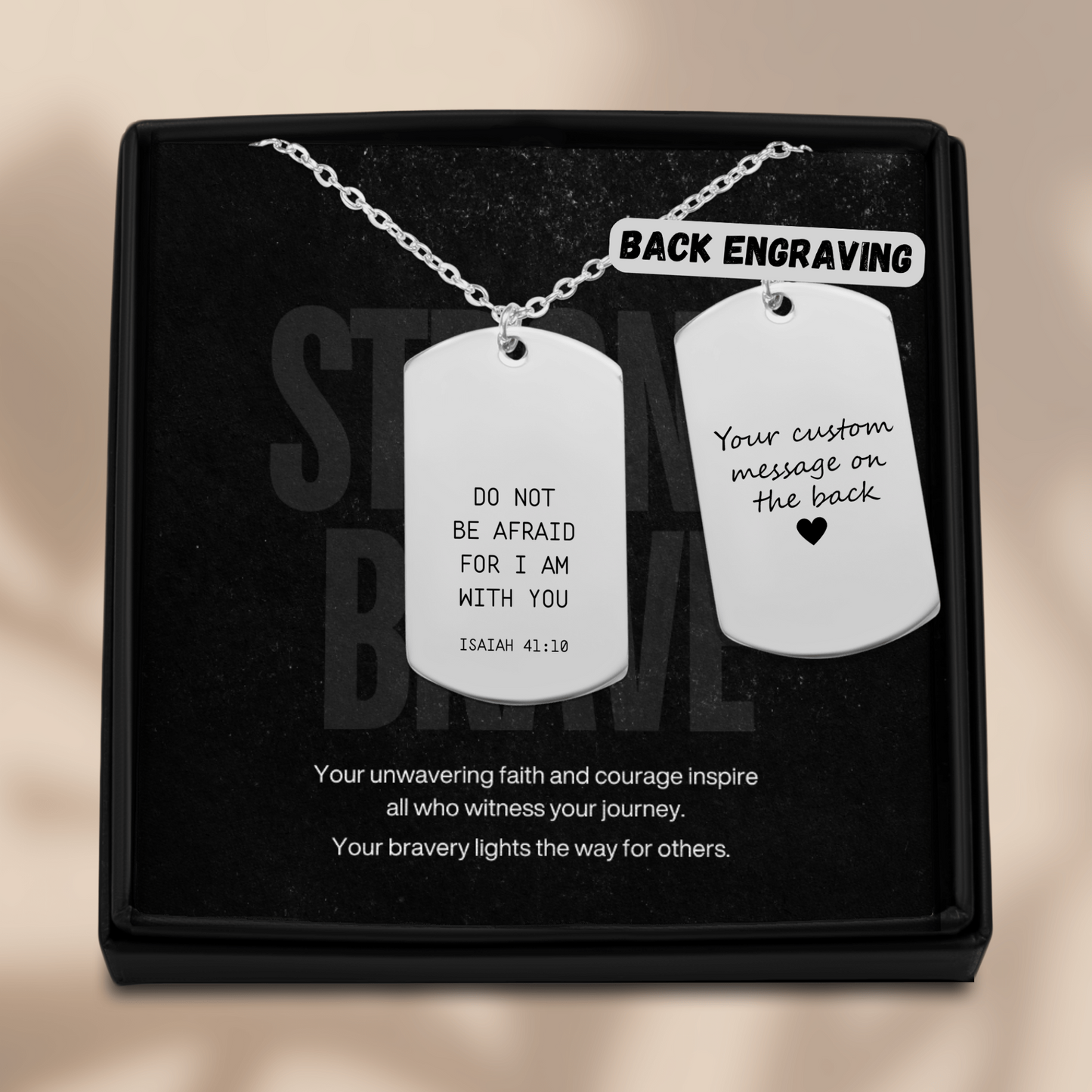 Isaiah 41:10 Tag Necklace - Your message on back