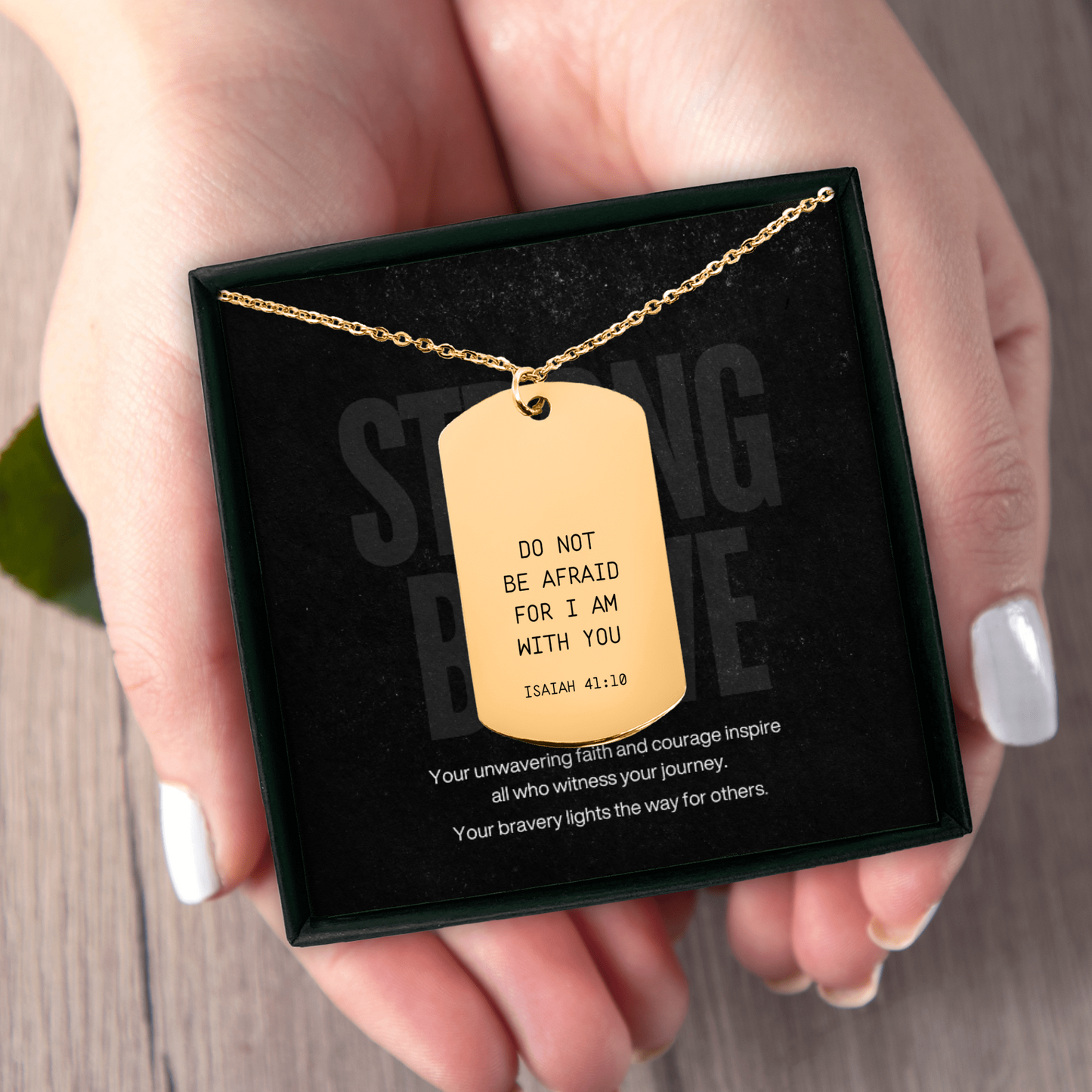 Isaiah 41:10 Tag Necklace - Your message on back