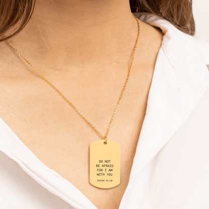 Isaiah 41:10 Tag Necklace - Your message on back